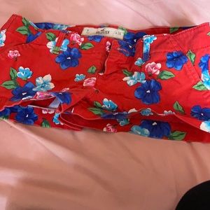 Red flower shorts
